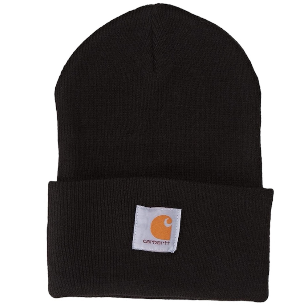 Carhartt Men's Black Cuffed Beanie Hat Knit Work Winter Unisex Size OS